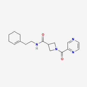 molecular formula C17H22N4O2 B2530642 N-(2-(环己-1-烯-1-基)乙基)-1-(吡嗪-2-羰基)氮杂环丁烷-3-甲酰胺 CAS No. 1396886-29-5