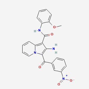 molecular formula C23H18N4O5 B2530644 2-氨基-N-(2-甲氧基苯基)-3-(3-硝基苯甲酰)吲哚并[1,2-b]氮杂环-1-甲酰胺 CAS No. 906162-73-0