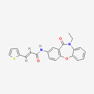 molecular formula C22H18N2O3S B2530647 (E)-N-(10-ethyl-11-oxo-10,11-dihydrodibenzo[b,f][1,4]oxazepin-2-yl)-3-(thiophen-2-yl)acrylamide CAS No. 1331448-17-9