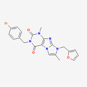 molecular formula C21H18BrN5O3 B2530650 3-(4-bromobenzyl)-8-(furan-2-ylmethyl)-1,7-dimethyl-1H-imidazo[2,1-f]purine-2,4(3H,8H)-dione CAS No. 898419-93-7