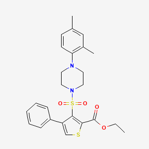 molecular formula C25H28N2O4S2 B2530651 Ethyl 3-{[4-(2,4-dimethylphenyl)piperazin-1-yl]sulfonyl}-4-phenylthiophene-2-carboxylate CAS No. 899972-15-7