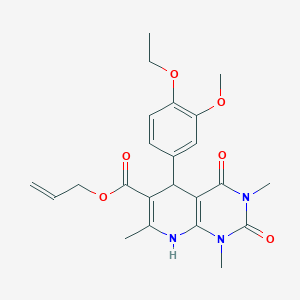 molecular formula C23H27N3O6 B2530660 Prop-2-enyl 5-(4-ethoxy-3-methoxyphenyl)-1,3,7-trimethyl-2,4-dioxo-5,8-dihydropyrido[2,3-d]pyrimidine-6-carboxylate CAS No. 622362-76-9