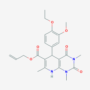 molecular formula C23H27N3O6 B2530660 5-(4-éthoxy-3-méthoxyphényl)-1,3,7-triméthyl-2,4-dioxo-5,8-dihydropyrido[2,3-d]pyrimidine-6-carboxylate de prop-2-ényle CAS No. 622362-76-9