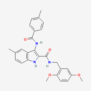 N-[(2,5-dimethoxyphenyl)methyl]-5-methyl-3-(4-methylbenzamido)-1H-indole-2-carboxamide