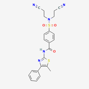 molecular formula C23H21N5O3S2 B2530669 4-[bis(2-cyanoethyl)sulfamoyl]-N-(5-methyl-4-phenyl-1,3-thiazol-2-yl)benzamide CAS No. 313405-11-7