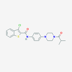 molecular formula C23H24ClN3O2S B253067 3-chloro-N-[4-(4-isobutyryl-1-piperazinyl)phenyl]-1-benzothiophene-2-carboxamide 