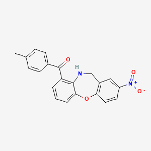 molecular formula C21H16N2O4 B2530670 (4-Methylphenyl)(2-nitro-10,11-dihydrodibenzo[b,f][1,4]oxazepin-9-yl)methanone CAS No. 866157-24-6