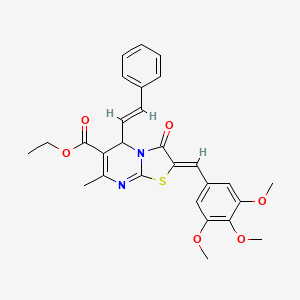 molecular formula C28H28N2O6S B2530674 (Z)-ethyl 7-methyl-3-oxo-5-((E)-styryl)-2-(3,4,5-trimethoxybenzylidene)-3,5-dihydro-2H-thiazolo[3,2-a]pyrimidine-6-carboxylate CAS No. 537685-33-9