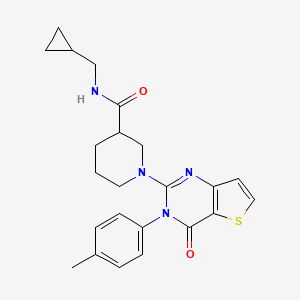 molecular formula C23H26N4O2S B2530680 6-氟-4-(4-苯氧基苯基)-2-(吡咯烷-1-基羰基)-4H-1,4-苯并噻嗪 1,1-二氧化物 CAS No. 1112307-04-6