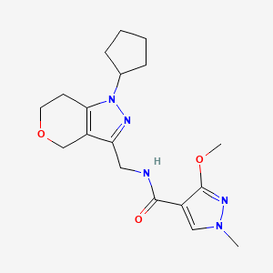 molecular formula C18H25N5O3 B2530683 N-((1-cyclopentyl-1,4,6,7-tetrahydropyrano[4,3-c]pyrazol-3-yl)methyl)-3-methoxy-1-methyl-1H-pyrazole-4-carboxamide CAS No. 1798490-56-8
