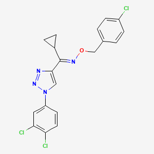 molecular formula C19H15Cl3N4O B2530685 cyclopropyl[1-(3,4-dichlorophenyl)-1H-1,2,3-triazol-4-yl]methanone O-(4-chlorobenzyl)oxime CAS No. 866135-81-1