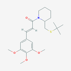 molecular formula C22H33NO4S B2530686 (E)-1-(2-((叔丁基硫)甲基)哌啶-1-基)-3-(3,4,5-三甲氧基苯基)丙-2-烯-1-酮 CAS No. 2035021-54-4