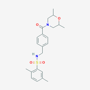 molecular formula C22H28N2O4S B2530689 N-{4-[(2,6-dimethyl-4-morpholinyl)carbonyl]benzyl}-2,5-dimethylbenzenesulfonamide CAS No. 690245-72-8