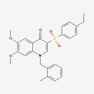 molecular formula C27H27NO5S B2530699 3-((4-乙基苯基)磺酰基)-6,7-二甲氧基-1-(2-甲基苄基)喹啉-4(1H)-酮 CAS No. 899213-46-8