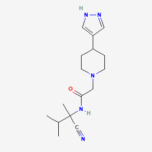 molecular formula C16H25N5O B2530700 N-(1-cyano-1,2-dimethylpropyl)-2-[4-(1H-pyrazol-4-yl)piperidin-1-yl]acetamide CAS No. 1788521-66-3