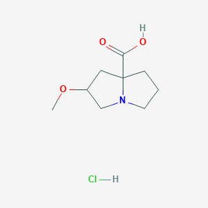 molecular formula C9H16ClNO3 B2530704 2-甲氧基-1,2,3,5,6,7-六氢吡咯利嗪-8-羧酸；盐酸盐 CAS No. 2230803-65-1