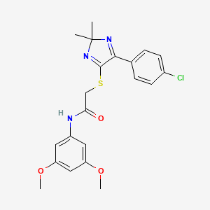 molecular formula C21H22ClN3O3S B2530718 2-((5-(4-氯苯基)-2,2-二甲基-2H-咪唑-4-基)硫代)-N-(3,5-二甲氧基苯基)乙酰胺 CAS No. 899906-04-8
