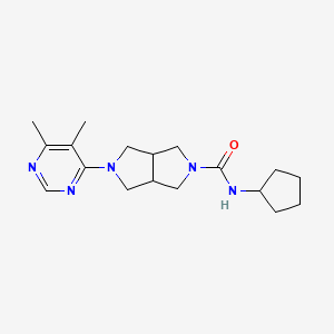 molecular formula C18H27N5O B2530719 N-环戊基-5-(5,6-二甲基嘧啶-4-基)-八氢吡咯并[3,4-c]吡咯-2-甲酰胺 CAS No. 2198767-51-8