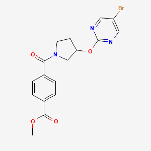 molecular formula C17H16BrN3O4 B2530721 Methyl 4-{3-[(5-bromopyrimidin-2-yl)oxy]pyrrolidine-1-carbonyl}benzoate CAS No. 2097898-18-3