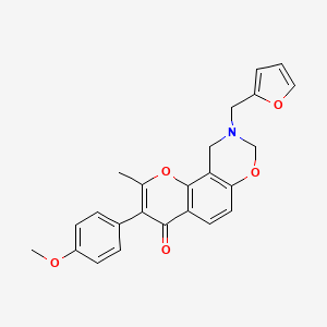 molecular formula C24H21NO5 B2530732 9-(furan-2-ylmethyl)-3-(4-methoxyphenyl)-2-methyl-9,10-dihydro-4H,8H-chromeno[8,7-e][1,3]oxazin-4-one CAS No. 929440-45-9