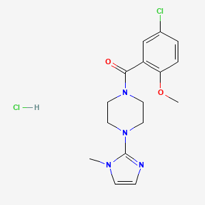 molecular formula C16H20Cl2N4O2 B2530734 (5-氯-2-甲氧苯基)(4-(1-甲基-1H-咪唑-2-基)哌嗪-1-基)甲酮盐酸盐 CAS No. 1185170-83-5