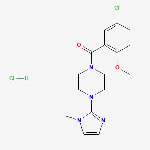 molecular formula C16H20Cl2N4O2 B2530734 (5-クロロ-2-メトキシフェニル)(4-(1-メチル-1H-イミダゾール-2-イル)ピペラジン-1-イル)メタノン塩酸塩 CAS No. 1185170-83-5