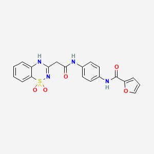 molecular formula C20H16N4O5S B2530736 N-(4-{[2-(1,1-dioxido-2H-1,2,4-benzothiadiazin-3-yl)acetyl]amino}phenyl)-2-furamide CAS No. 1019170-34-3