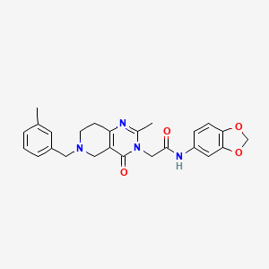 molecular formula C25H26N4O4 B2530739 N-(苯并[d][1,3]二氧杂环-5-基)-2-(2-甲基-6-(3-甲基苄基)-4-氧代-5,6,7,8-四氢吡啶并[4,3-d]嘧啶-3(4H)-基)乙酰胺 CAS No. 1251593-60-8