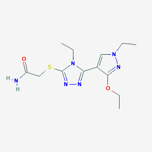 molecular formula C13H20N6O2S B2530740 2-((5-(3-ethoxy-1-ethyl-1H-pyrazol-4-yl)-4-ethyl-4H-1,2,4-triazol-3-yl)thio)acetamide CAS No. 1013778-35-2