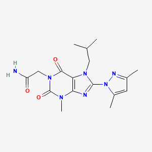 molecular formula C17H23N7O3 B2530743 2-(8-(3,5-dimethyl-1H-pyrazol-1-yl)-7-isobutyl-3-methyl-2,6-dioxo-2,3,6,7-tetrahydro-1H-purin-1-yl)acetamide CAS No. 1020454-30-1