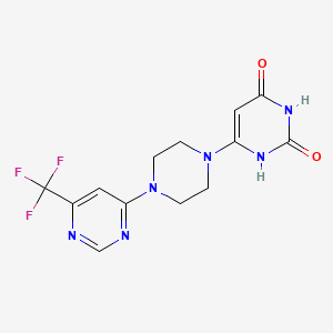 molecular formula C13H13F3N6O2 B2530745 6-(4-(6-(trifluoromethyl)pyrimidin-4-yl)piperazin-1-yl)pyrimidine-2,4(1H,3H)-dione CAS No. 2309536-76-1