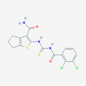 molecular formula C16H13Cl2N3O2S2 B253075 2-({[(2,3-dichlorophenyl)carbonyl]carbamothioyl}amino)-5,6-dihydro-4H-cyclopenta[b]thiophene-3-carboxamide 
