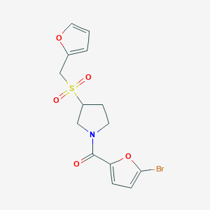 molecular formula C14H14BrNO5S B2530750 5-溴呋喃-2-基(3-((呋喃-2-甲基)磺酰基)吡咯烷-1-基)甲烷酮 CAS No. 1798488-01-3