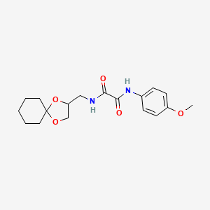 molecular formula C18H24N2O5 B2530752 N1-(1,4-dioxaspiro[4.5]decan-2-ylmethyl)-N2-(4-methoxyphenyl)oxalamide CAS No. 899730-50-8