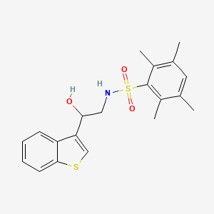 molecular formula C20H23NO3S2 B2530765 N-(2-(benzo[b]thiophen-3-yl)-2-hydroxyethyl)-2,3,5,6-tetramethylbenzenesulfonamide CAS No. 2034593-96-7