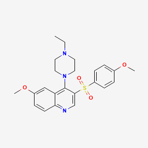 molecular formula C23H27N3O4S B2530781 4-(4-乙基哌嗪-1-基)-6-甲氧基-3-(4-甲氧基苯磺酰基)喹啉 CAS No. 866897-32-7