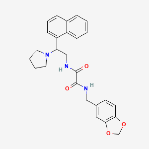 molecular formula C26H27N3O4 B2530782 N1-(苯并[d][1,3]二氧杂环-5-基甲基)-N2-(2-(萘-1-基)-2-(吡咯烷-1-基)乙基)草酰胺 CAS No. 941977-27-1