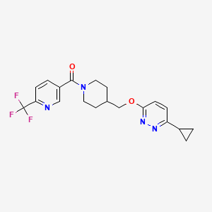 molecular formula C20H21F3N4O2 B2530784 [4-[(6-Cyclopropylpyridazin-3-yl)oxymethyl]piperidin-1-yl]-[6-(trifluoromethyl)pyridin-3-yl]methanone CAS No. 2319855-68-8