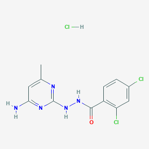 molecular formula C12H12Cl3N5O B2530785 N'-(4-amino-6-methylpyrimidin-2-yl)-2,4-dichlorobenzohydrazide hydrochloride CAS No. 1396886-58-0