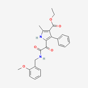 molecular formula C24H24N2O5 B2530786 ethyl 5-(2-((2-methoxybenzyl)amino)-2-oxoacetyl)-2-methyl-4-phenyl-1H-pyrrole-3-carboxylate CAS No. 1004172-41-1
