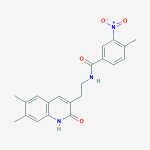 molecular formula C21H21N3O4 B2530793 N-(2-(6,7-dimethyl-2-oxo-1,2-dihydroquinolin-3-yl)ethyl)-4-methyl-3-nitrobenzamide CAS No. 851403-07-1