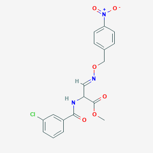 molecular formula C18H16ClN3O6 B2530796 Methyl 2-[(3-chlorobenzoyl)amino]-3-{[(4-nitrobenzyl)oxy]imino}propanoate CAS No. 318517-68-9