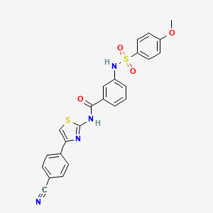 molecular formula C24H18N4O4S2 B2530814 N-(4-(4-氰基苯基)噻唑-2-基)-3-(4-甲氧基苯磺酰胺)苯甲酰胺 CAS No. 898422-10-1