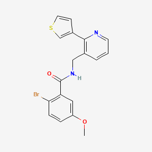 molecular formula C18H15BrN2O2S B2530815 2-bromo-5-methoxy-N-((2-(thiophen-3-yl)pyridin-3-yl)methyl)benzamide CAS No. 2034594-75-5