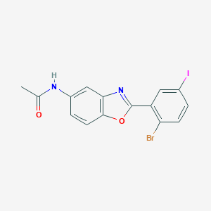 molecular formula C15H10BrIN2O2 B253082 N-[2-(2-bromo-5-iodophenyl)-1,3-benzoxazol-5-yl]acetamide 
