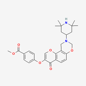 molecular formula C28H32N2O6 B2530822 Methyl 4-((4-oxo-9-(2,2,6,6-tetramethylpiperidin-4-yl)-4,8,9,10-tetrahydrochromeno[8,7-e][1,3]oxazin-3-yl)oxy)benzoate CAS No. 951936-94-0