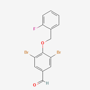 molecular formula C14H9Br2FO2 B2530838 3,5-Dibromo-4-[(2-fluorobenzyl)oxy]benzaldehyde CAS No. 792945-87-0