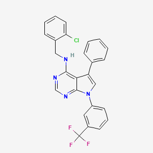 molecular formula C26H18ClF3N4 B2530846 N-[(2-氯苯基)甲基]-5-苯基-7-[3-(三氟甲基)苯基]吡咯并[2,3-d]嘧啶-4-胺 CAS No. 477236-54-7