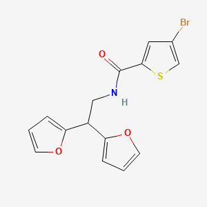 molecular formula C15H12BrNO3S B2530847 4-bromo-N-(2,2-di(furan-2-yl)ethyl)thiophene-2-carboxamide CAS No. 2319838-80-5