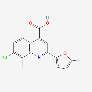 molecular formula C16H12ClNO3 B2530851 7-Chloro-8-methyl-2-(5-methyl-2-furyl)quinoline-4-carboxylic acid CAS No. 725687-87-6